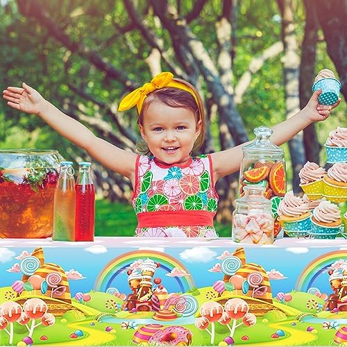 MOZUI Candyland Party Tablecloth 54x87In Plastic