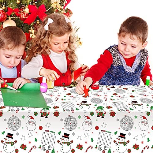 FunnyPars Christmas Activity Tablecloth 54x108 Inch