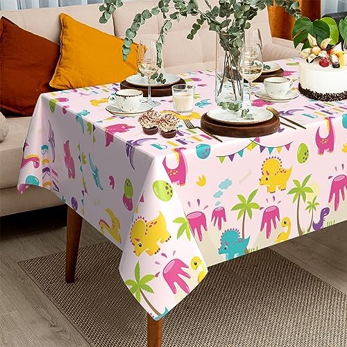 Pink Dinosaur Tablecloth 1PC for Birthday Party