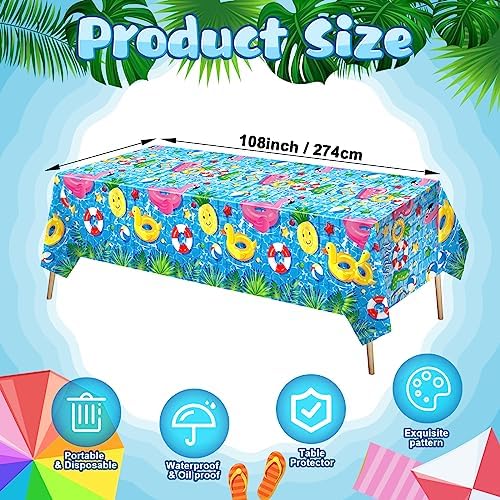 Thyle 6 Pcs Pool Party Tablecloth for Summer Beach
