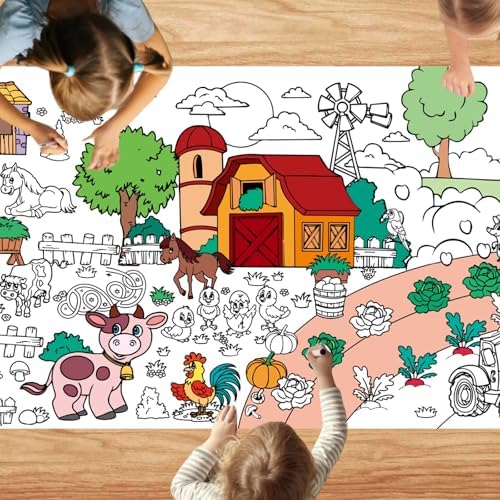 Varacl Farm Animals Coloring Tablecloth 30 x 72
