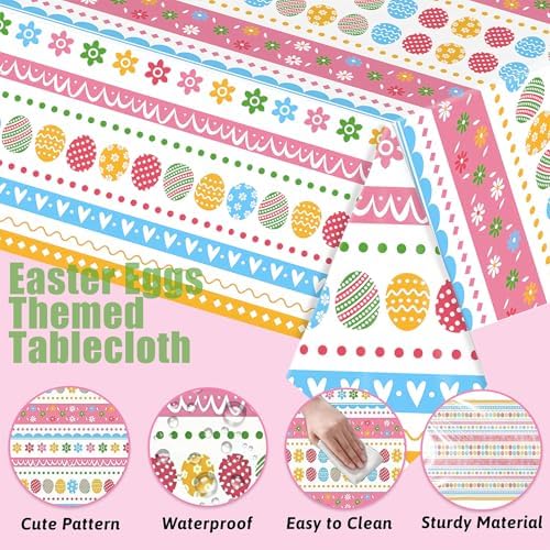 2 Pack Plastic Easter Tablecloth Decorations 54x108 Inch