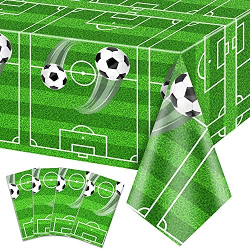 4 Pack Soccer Tablecloths for Boys Birthday Party Decorations