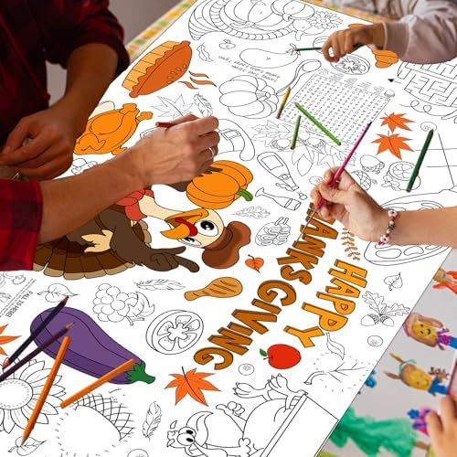 DIYASY Thanksgiving Coloring Tablecloth for Kids