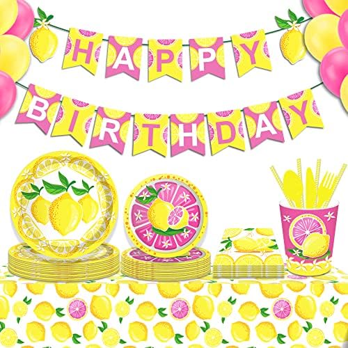 2-Pack Lemon Pattern Plastic Tablecloths 54x87 Inch Waterproof Summer Party Covers