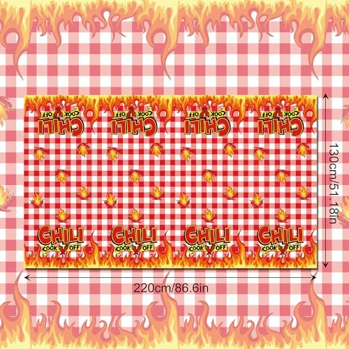 Chili Cook Off Party Tablecloths 2 Pcs 54x87In Red Hot Chili Peppers Design