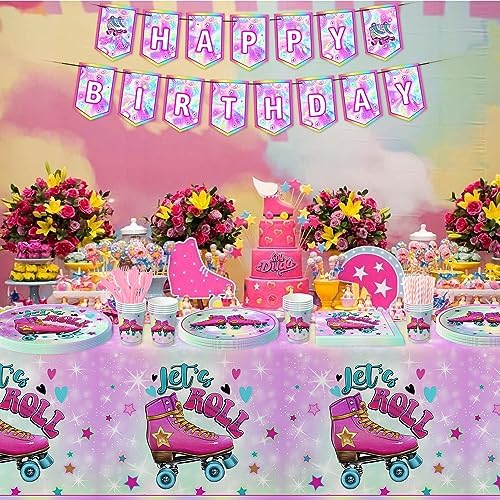 Roller Skating Party Tablecloth Set of 3
