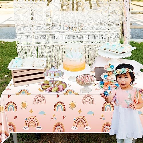 4 Pack Rainbow Boho Tablecloths 51x87 Party Decor
