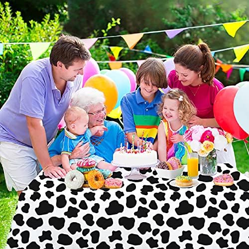 PHOGARY Cow Print Party Tablecloth 3pcs Farm Animal Theme