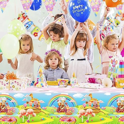 2 Pcs Candy Land Themed Plastic Table Covers for Party