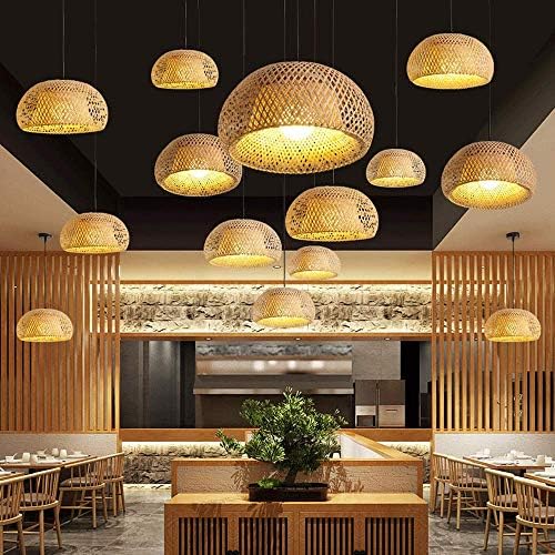 Semicircular Bamboo Woven Hanging Chandelier Modern Design