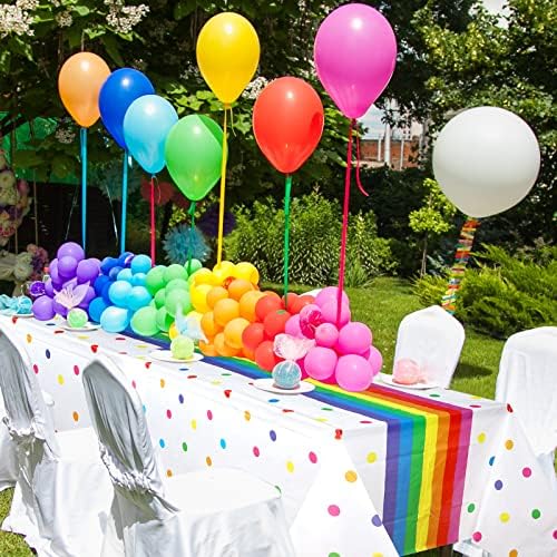 Irenare Rainbow Polka Dot Plastic Tablecloths 3 Pack