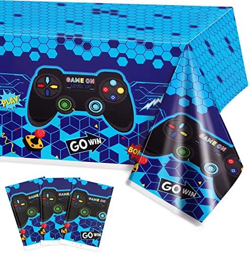 PHOGARY 3 Pack Video Game Tablecloth Party Decor