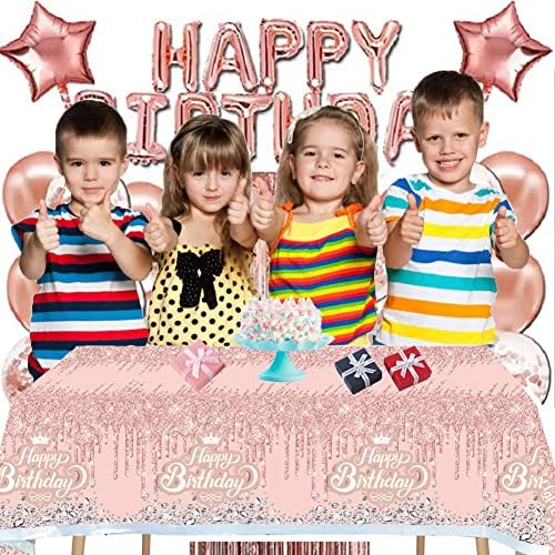 Egami 2pcs Pink and Silver Birthday Tablecloth