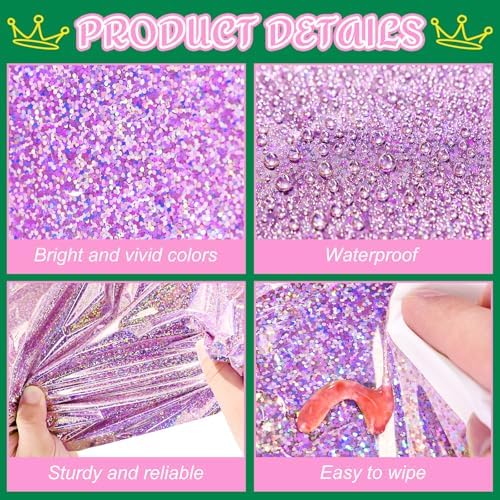6 Pcs Witch Holographic Tablecloths Pink Green Party Decorations
