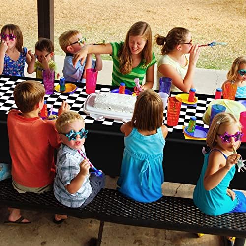 Tallew 6 Pcs Checkered Car Party Supplies Tablecloth Set
