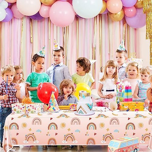 4 Pack Rainbow Boho Tablecloths 51x87 Party Decor