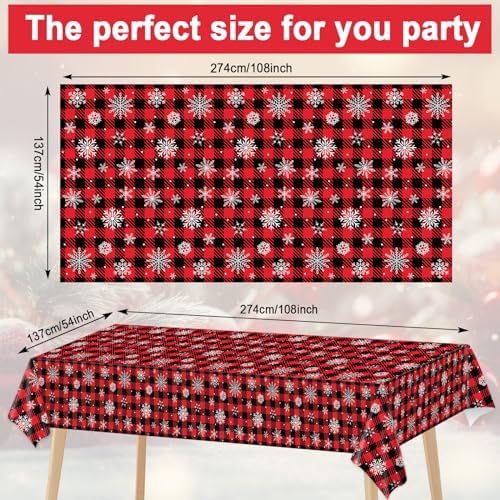 3Pcs Red Black Buffalo Plaid Christmas Tablecloth Decorations Supplies