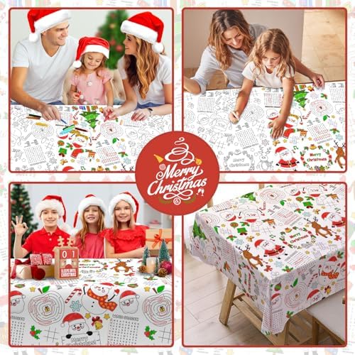 2 Pack Christmas Coloring Tablecloth for Kids