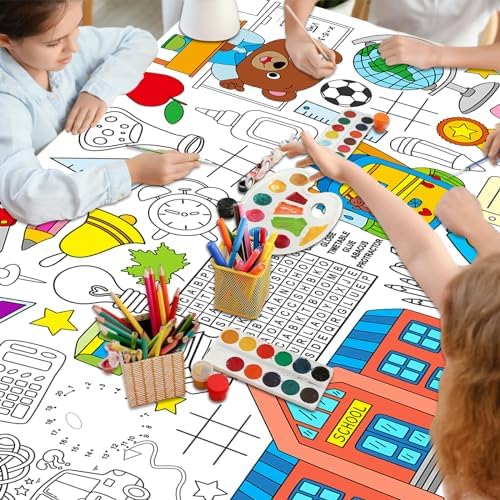 Giant Back to School Coloring Table Cloth 71x30in