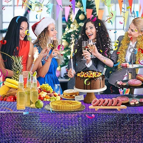BOMSI Iridescent Laser Table Cover Purple 4PCS
