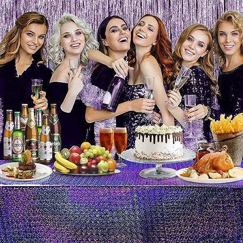 BOMSI Iridescent Laser Table Cover Purple 4PCS