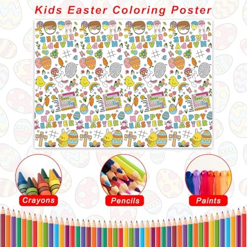 Happy Easter Coloring Tablecloth with 6 Rabbit Headbands