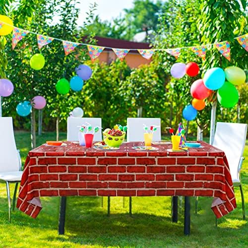 8 Pcs Red Brick Tablecloths 51x108in Brick Wall Backdrop Decorations