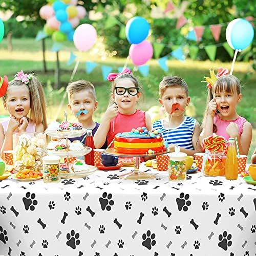 Puppy Paw Print Tablecloth for Kids Birthday Party