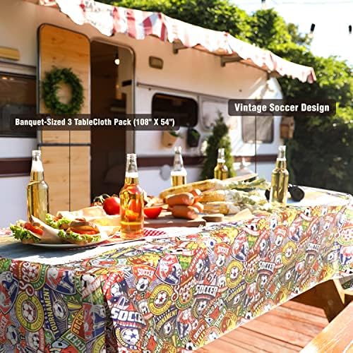3 Pack Soccer Football Tablecloth for Birthday Party Decoration