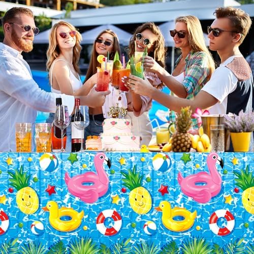 Thyle 6 Pcs Pool Party Tablecloth for Summer Beach