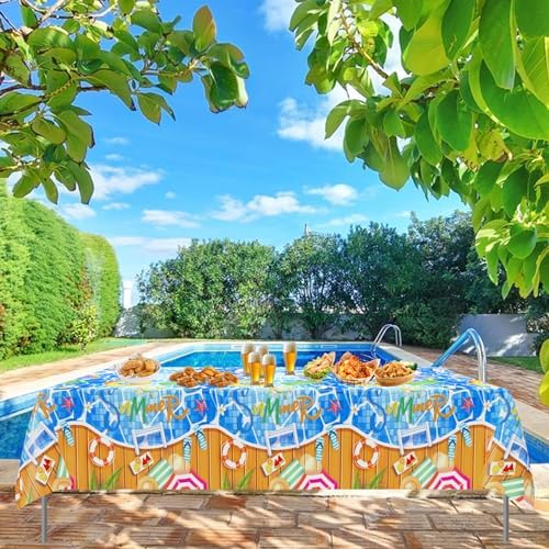 3 Piece Pool Party Plastic Tablecloths 54x108 Inch