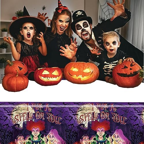 Omto 2pcs Hocus Pocus Tablecloth for Birthday Party