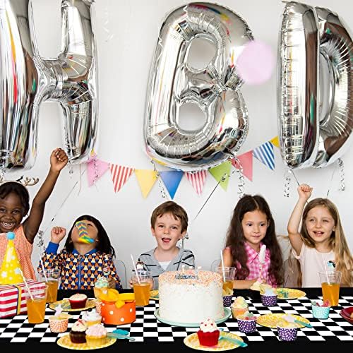 Tallew 6 Pcs Checkered Car Party Supplies Tablecloth Set