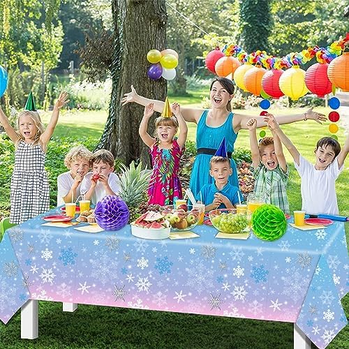 PHOGARY 3 Piece Christmas Snowflake Tablecloth Set