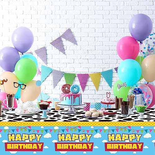 3 Piece Cow Theme Birthday Tablecloth Set