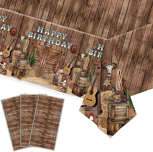 3 Pcs Western Cowboy Party Tablecloths for Themed Decorations