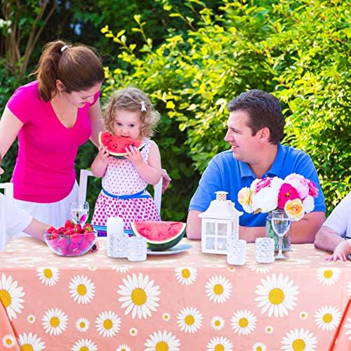 Frienda 3 Pack Daisy Flower Tablecloths - Waterproof Party Covers