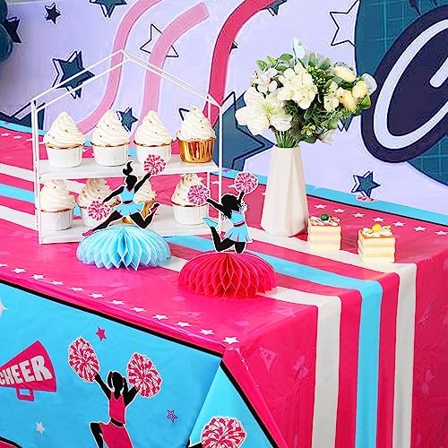 JOYMEMO 3 Pack Cheerleading Tablecloths Hot Pink Blue