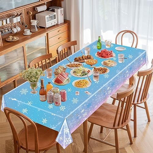 PHOGARY 3 Piece Christmas Snowflake Tablecloth Set