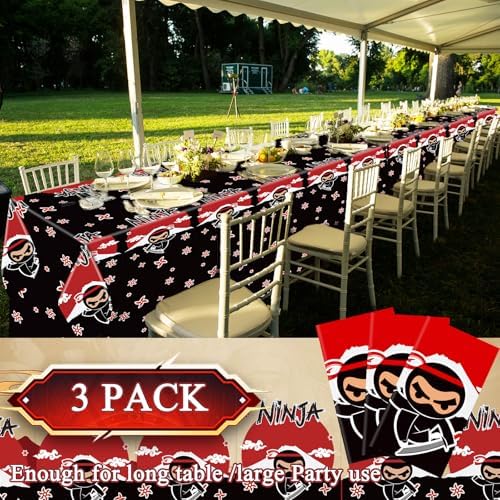 Gejoy 3 Pcs Ninja Theme Tablecloth Set
