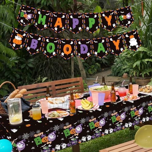 3Pcs Happy Boo Day Halloween Tablecloth for Party Decorations