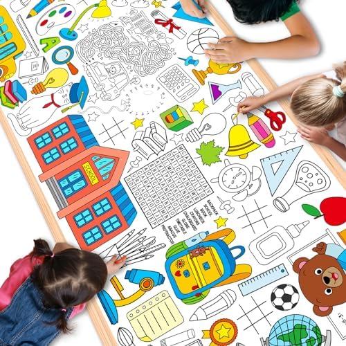 Giant Back to School Coloring Table Cloth 71x30in
