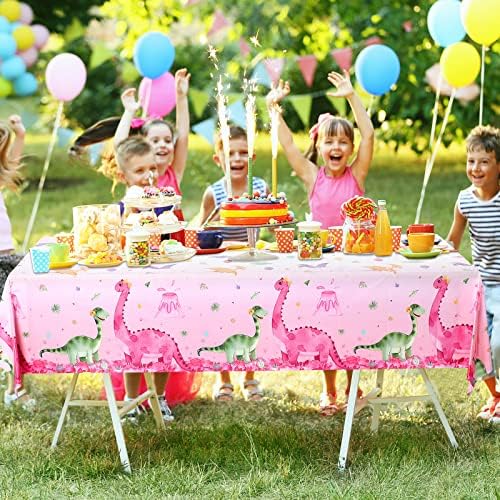 Irenare 3 Piece Pink Dinosaur Tablecloths