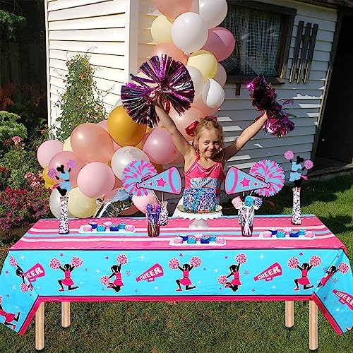JOYMEMO 3 Pack Cheerleading Tablecloths Hot Pink Blue