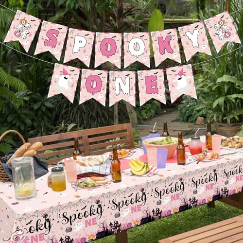 3Pcs Spooky One Halloween Birthday Tablecloths for Kids