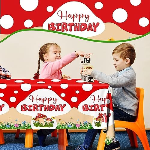 Mushroom Birthday Decorations - 3PCS Tablecloth for Parties