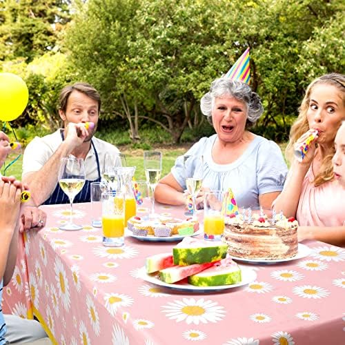 Frienda 3 Pack Daisy Flower Tablecloths - Waterproof Party Covers