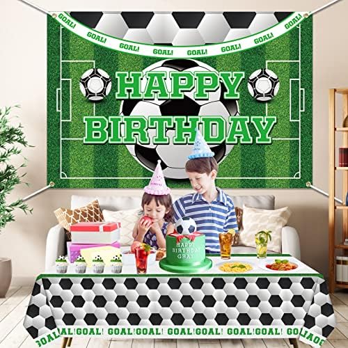 Soccer Birthday Backdrop and Tablecloth Set