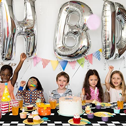 Tallew Checkered Car Party Tablecloth Set 12 Pcs